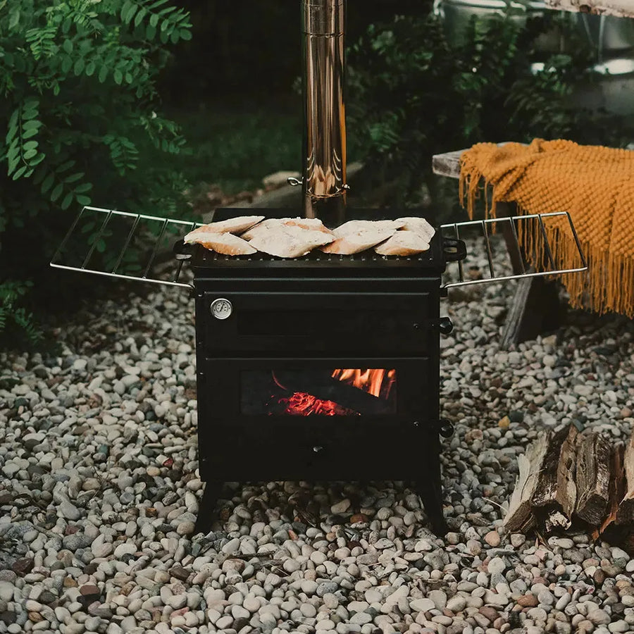 pizza oven wood burning stove glamping boutique camping tent glamping