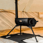 boutique camping glamping tent wood burning stove with glass door
