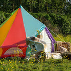 rainbow multi colour classic bell tent tipi double quad multi door canvas festival glamping boutique camping
