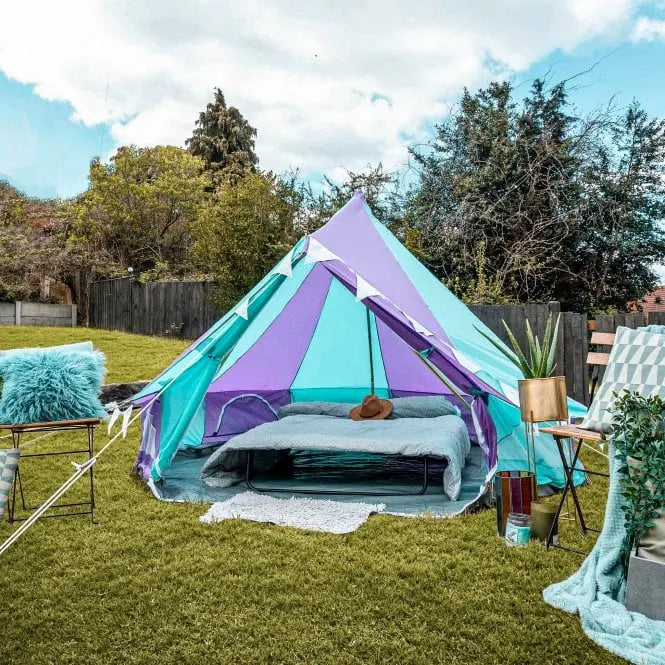 rainbow multi colour classic bell tent tipi double quad multi door canvas festival glamping boutique camping