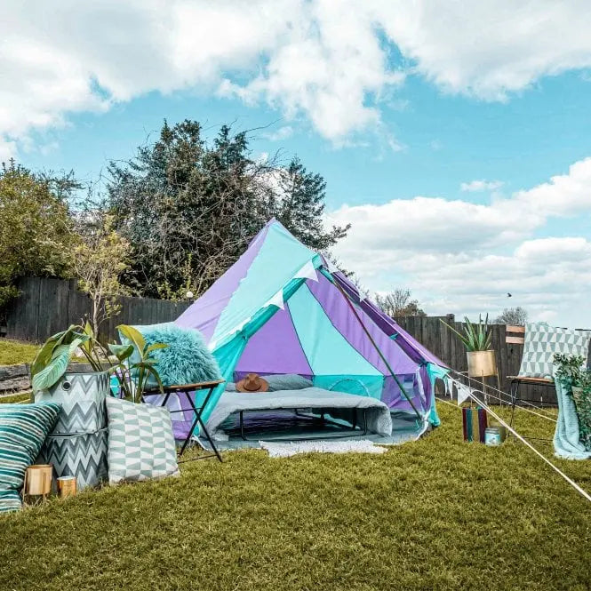 rainbow multi colour classic bell tent tipi double quad multi door canvas festival glamping boutique camping