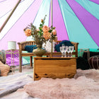 rainbow multi colour classic bell tent tipi double quad multi door canvas festival glamping boutique camping