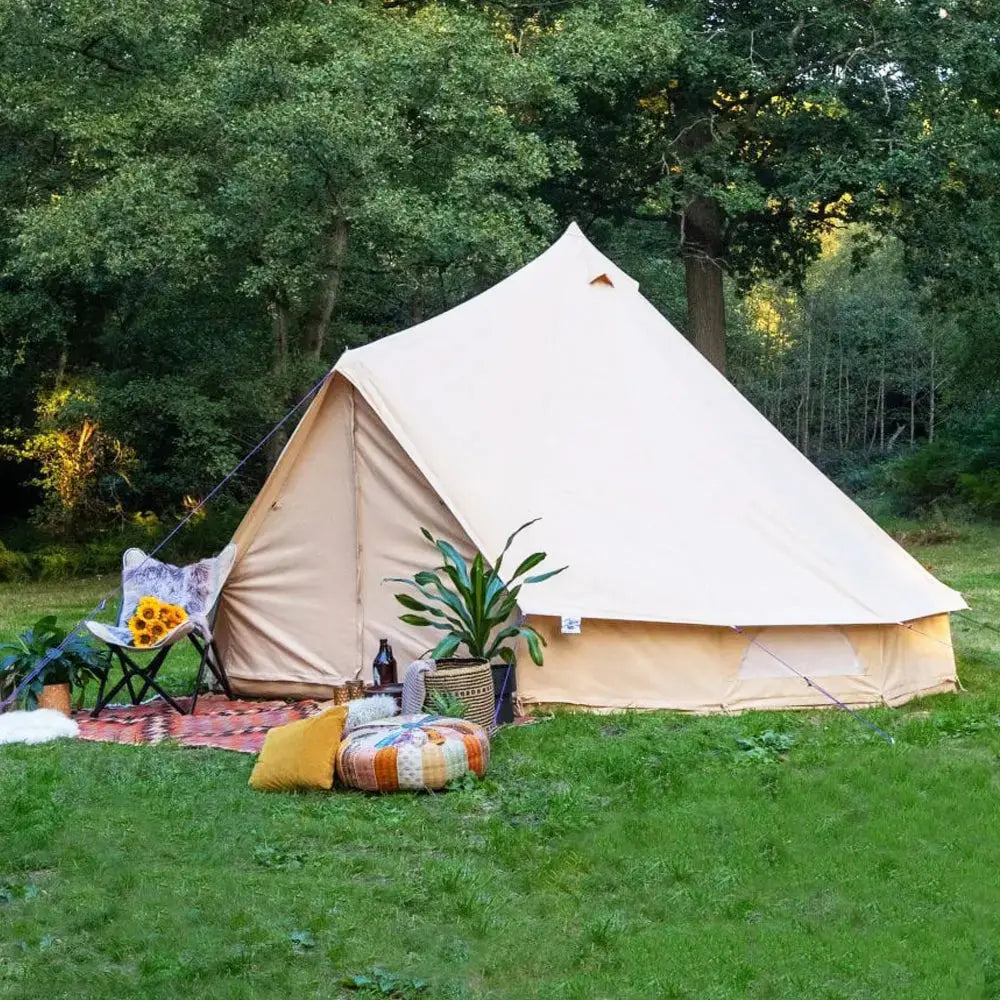 beige classic glamping bell tent boutique camping tipi boho