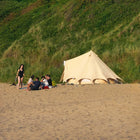 friends bell tent glamping on uk beach