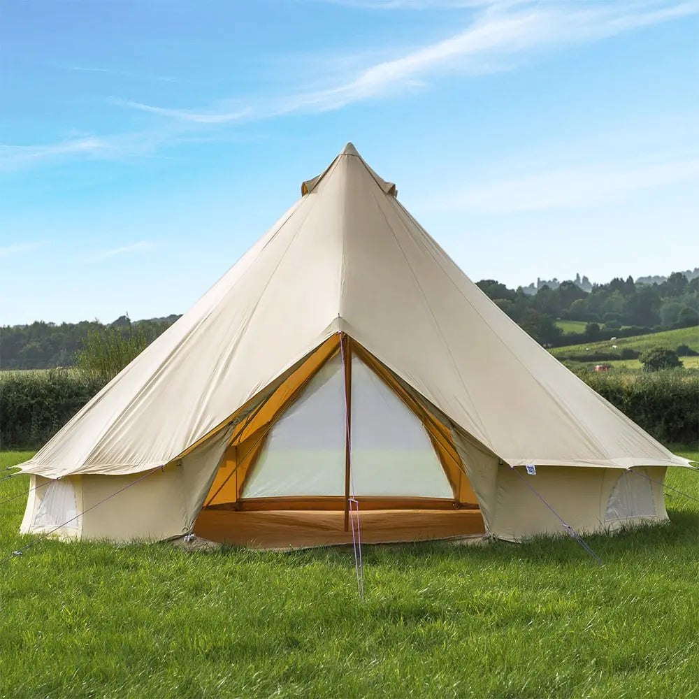 5M Classic Bell Tent 100% Cotton 285GSM Double Door - Coffee - Boutique Camping Tents