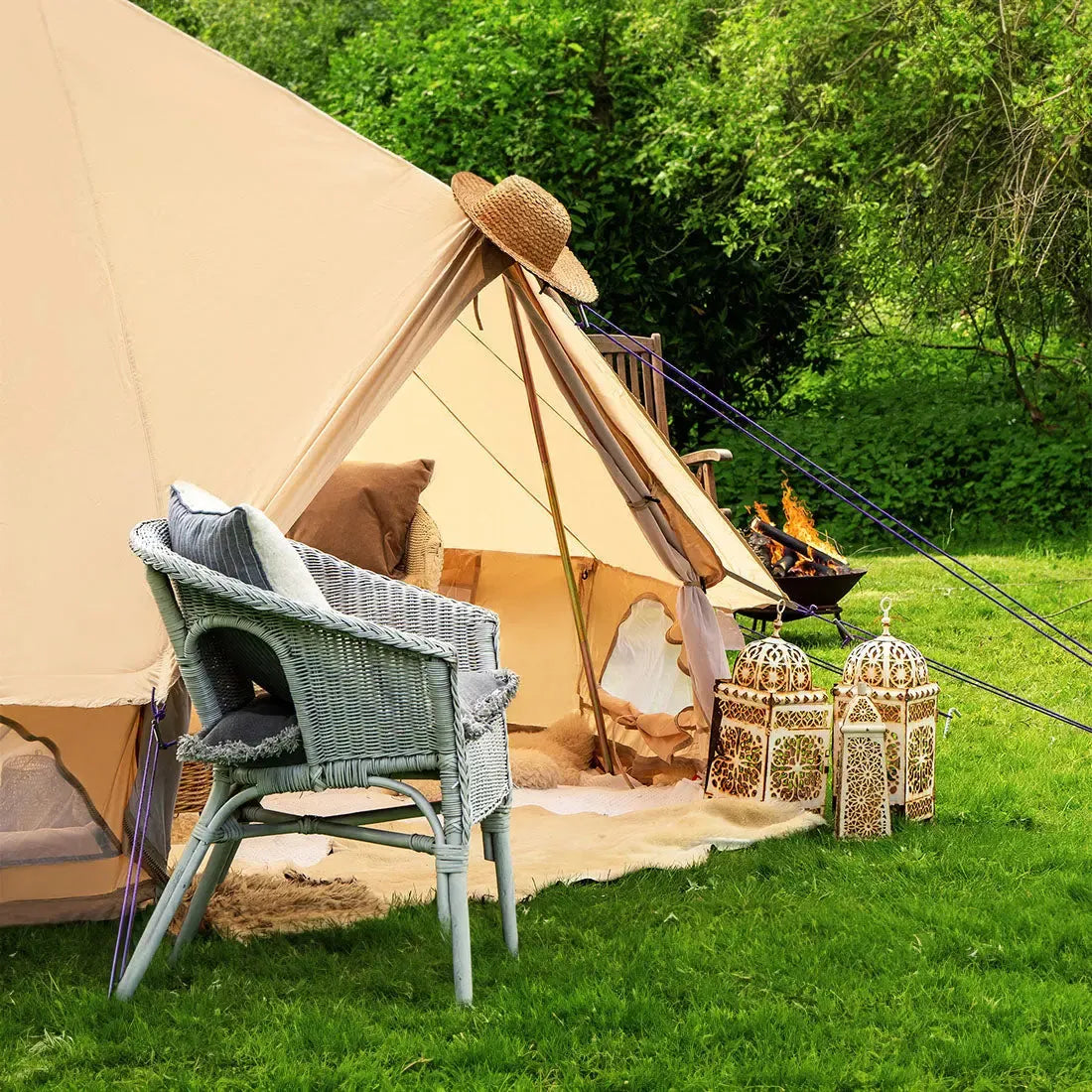 boutique camping CLASSIC CAMPING BELL TENT TIPI GLAMPING CANVAS