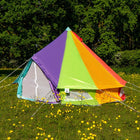 rainbow multi colour classic bell tent tipi double quad multi door canvas festival glamping boutique camping