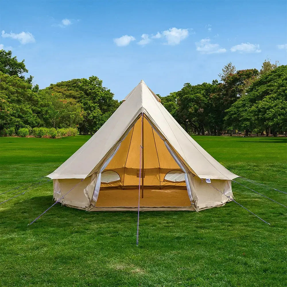 beige classic glamping bell tent boutique camping tipi boho