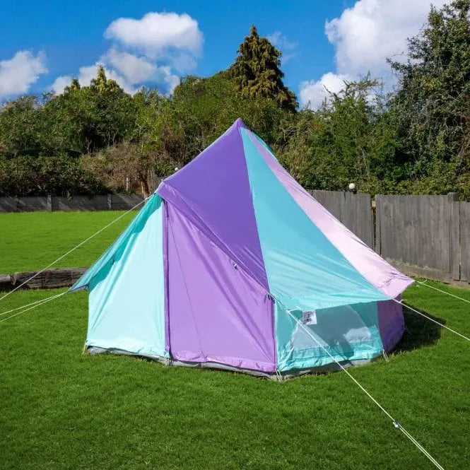 rainbow multi colour classic bell tent tipi double quad multi door canvas festival glamping boutique camping