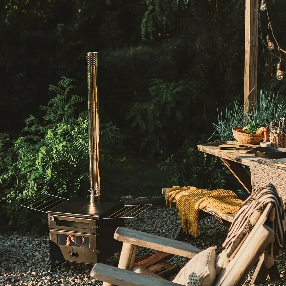 pizza oven wood burning stove glamping boutique camping tent glamping