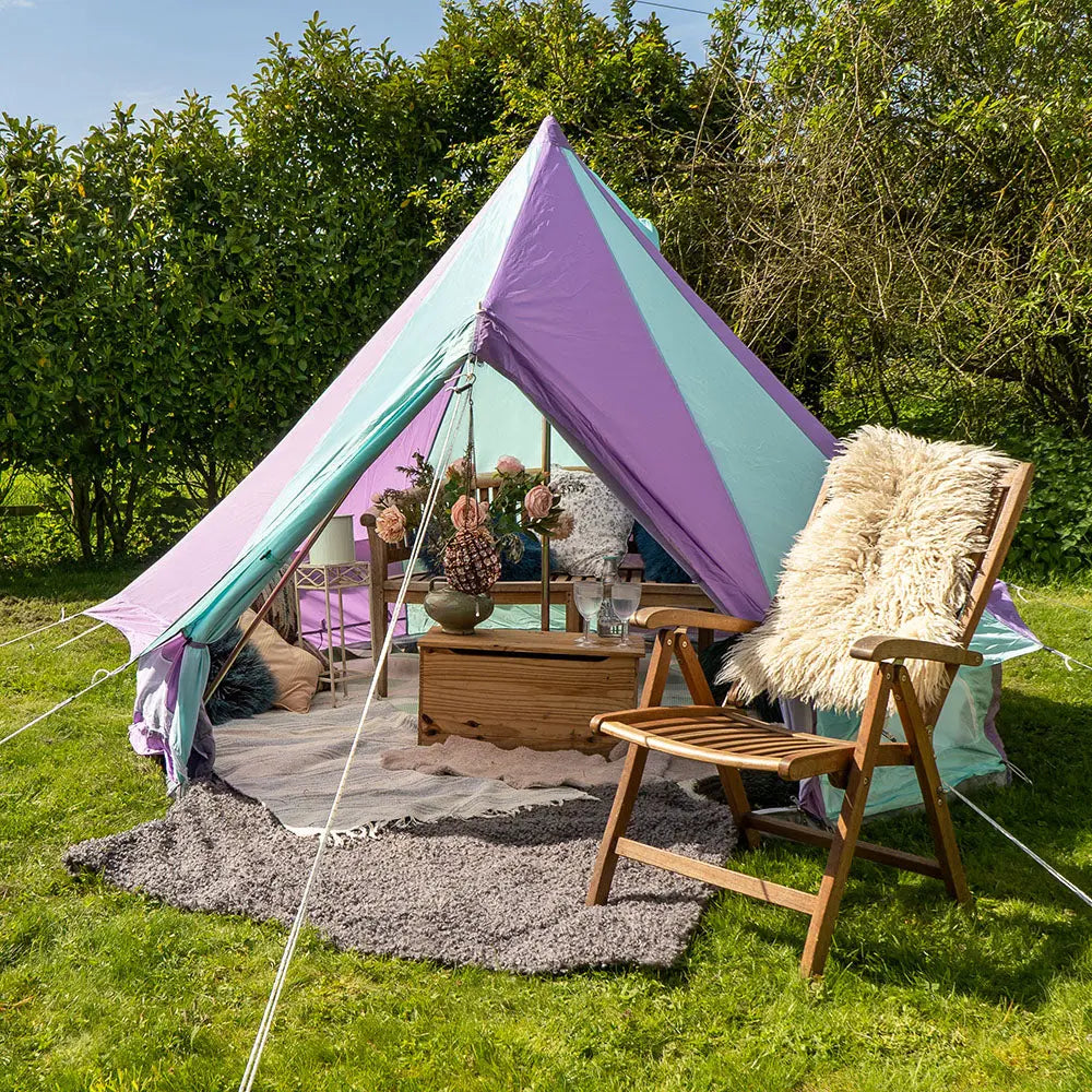 rainbow multi colour classic bell tent tipi double quad multi door canvas festival glamping boutique camping