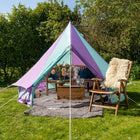 rainbow multi colour classic bell tent tipi double quad multi door canvas festival glamping boutique camping