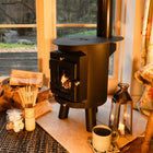 glamping wood burning stove boutique camping cabin shepards outbacker