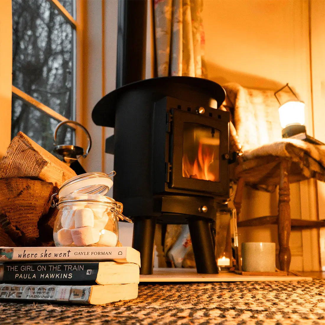 glamping wood burning stove boutique camping cabin shepards outbacker