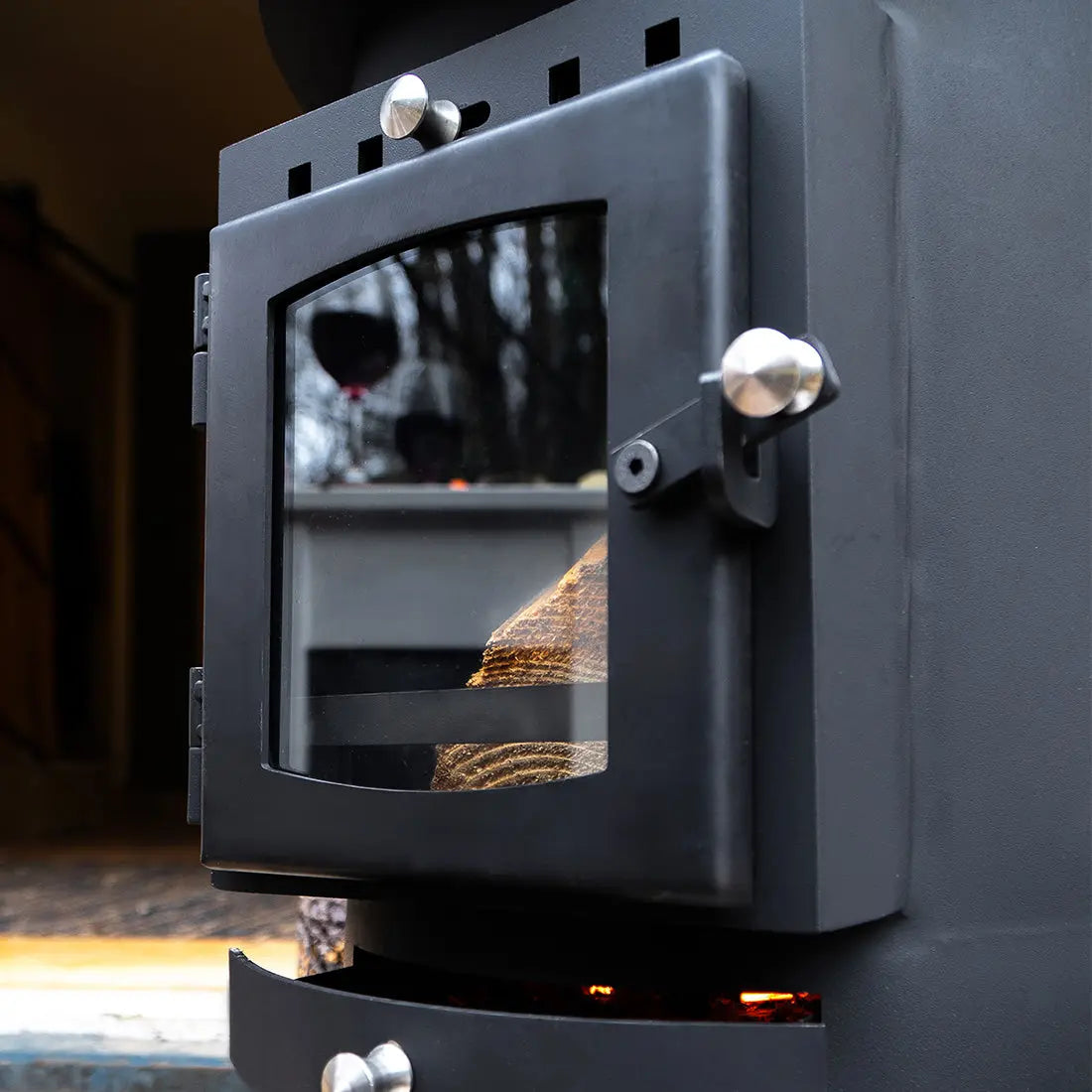 glamping wood burning stove boutique camping cabin shepards outbacker