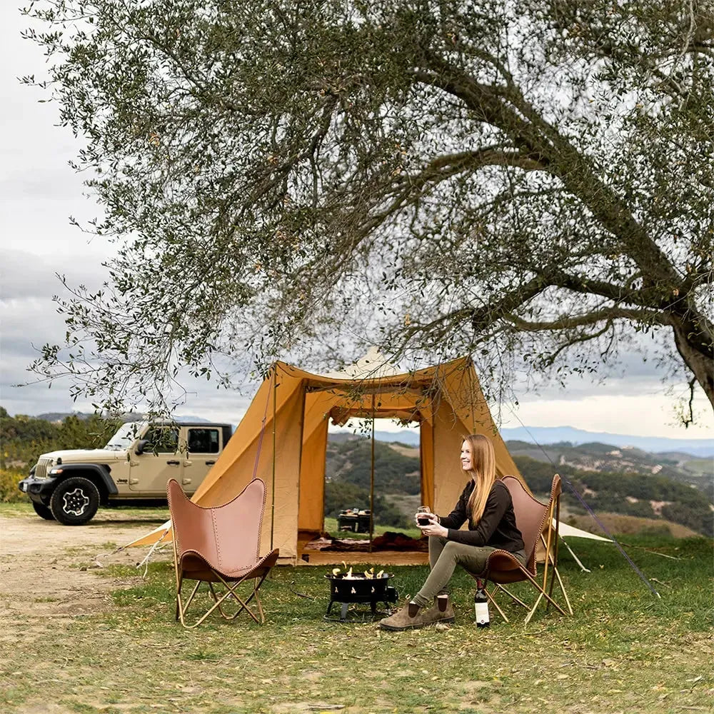 canvas glamping yurt dutch bell tent with awning porch boutique camping