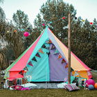 rainbow multi colour classic bell tent tipi double quad multi door canvas festival glamping boutique camping