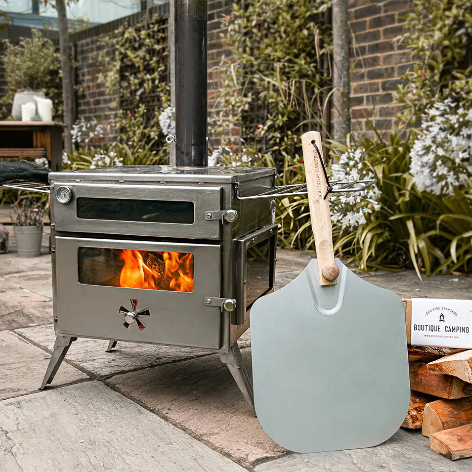 wood pizza oven burning stove boutique camping heater cover bell tent temperature gauge glamping