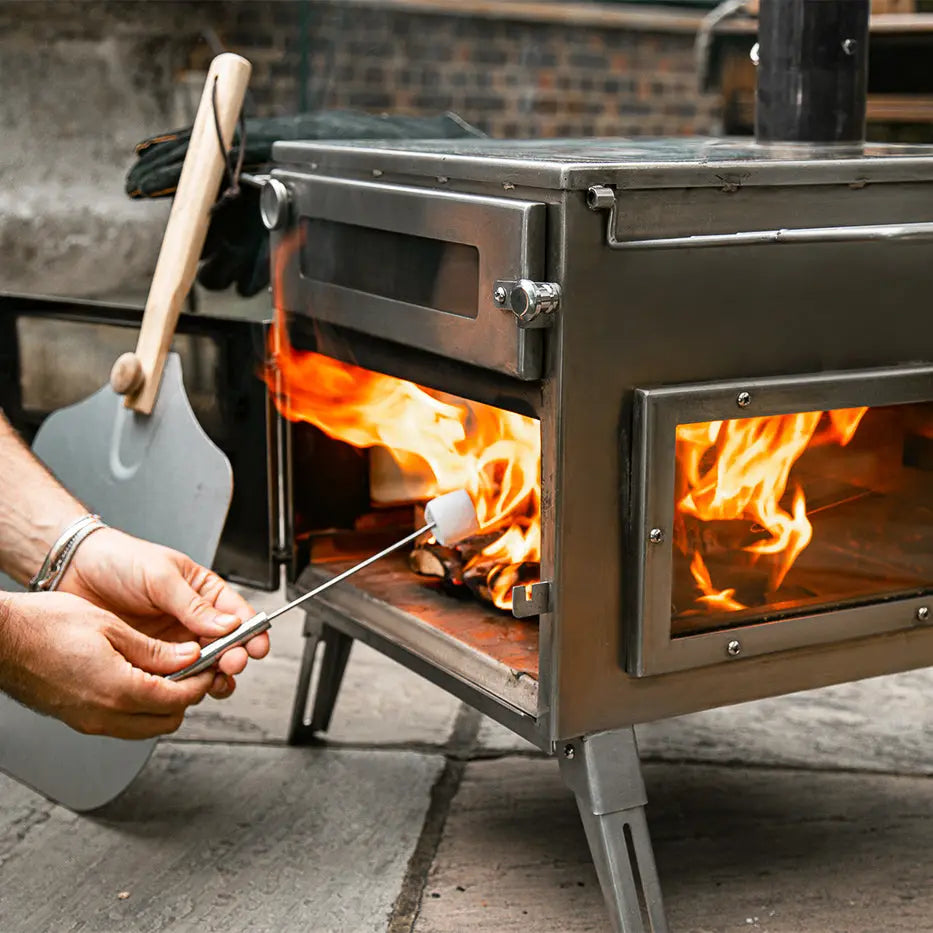 wood pizza oven burning stove boutique camping heater cover bell tent temperature gauge glamping