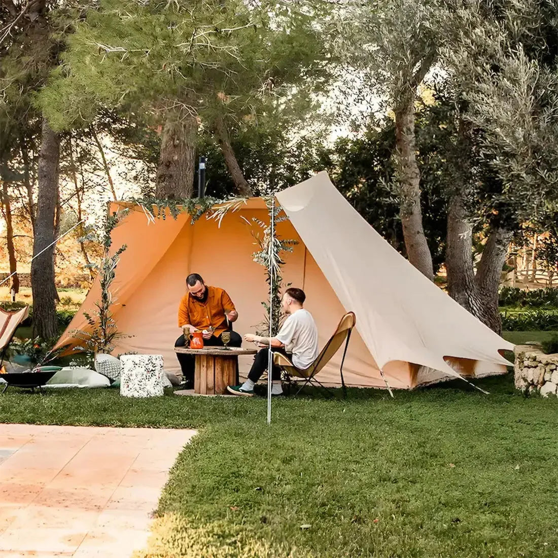 canvas glamping yurt dutch bell tent with awning porch boutique camping