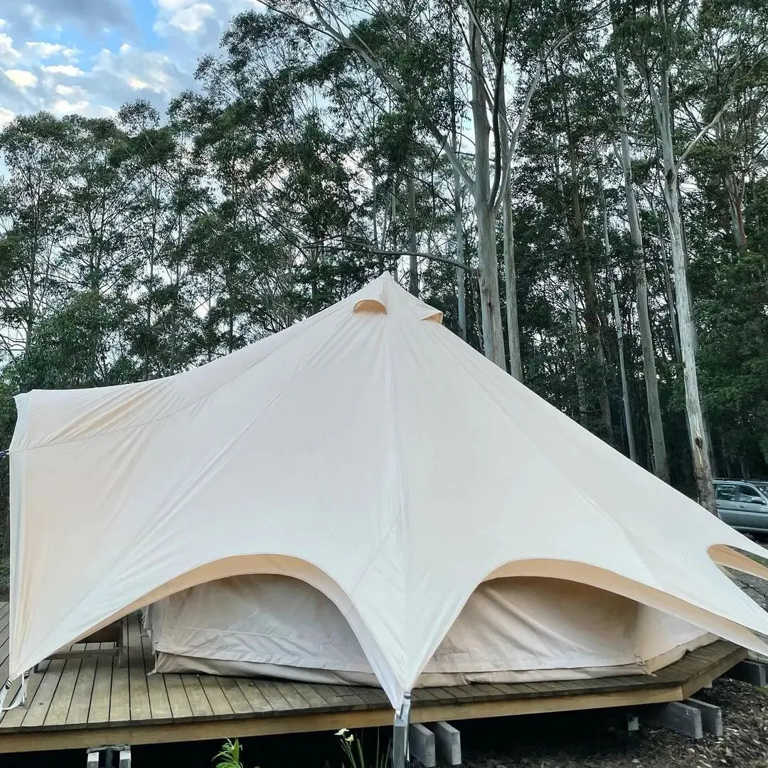 boutique camping bell tent porch curved canopy awning glamping bell tent