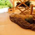 half moon polyproplene matting for bell tent - sandstone