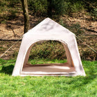 both doors of the stellar festival tent open with sun shadows inside