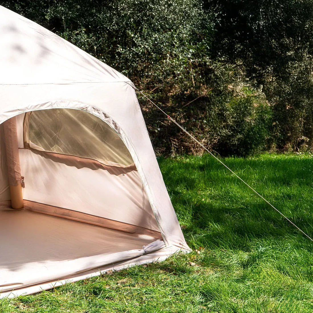 close up of the inside of boutique camping stellar festival tent