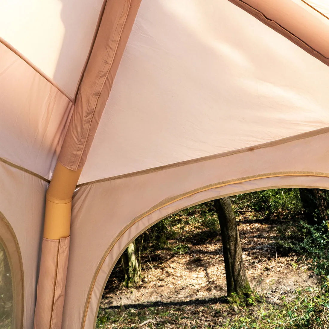 interior shot of inflatable air beams on stellar festival boutique camping tent