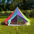 rainbow multi colour classic bell tent tipi double quad multi door canvas festival glamping boutique camping