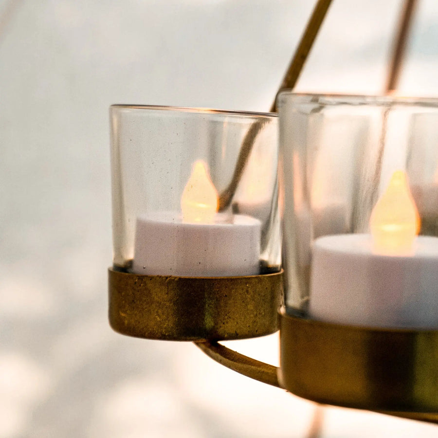 tea light glamping gold bell tent single double tier chandelier