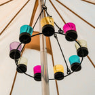 black multi colour tea light glamping bell tent single double tier chandelier