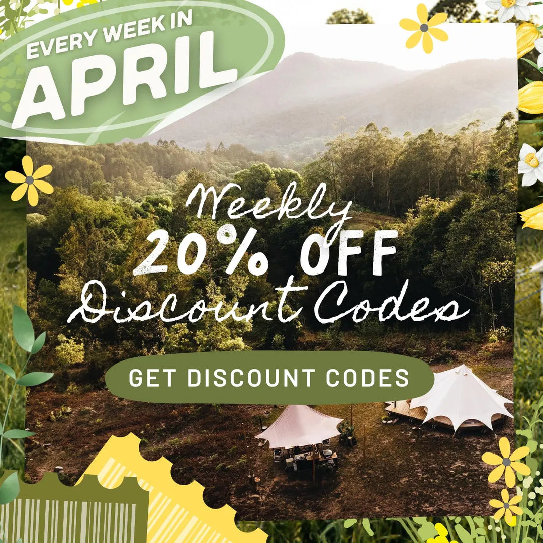 Less-showers-more-savings...-APRIL-DISCOUNTS-CODES-REVEALED Boutique Camping