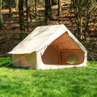 boutique camping inflatable vela air tent with door open in woodlands