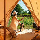 classic glamping bell tent boutique camping tipi girl boho girl guitar