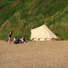 friends bell tent glamping on uk beach