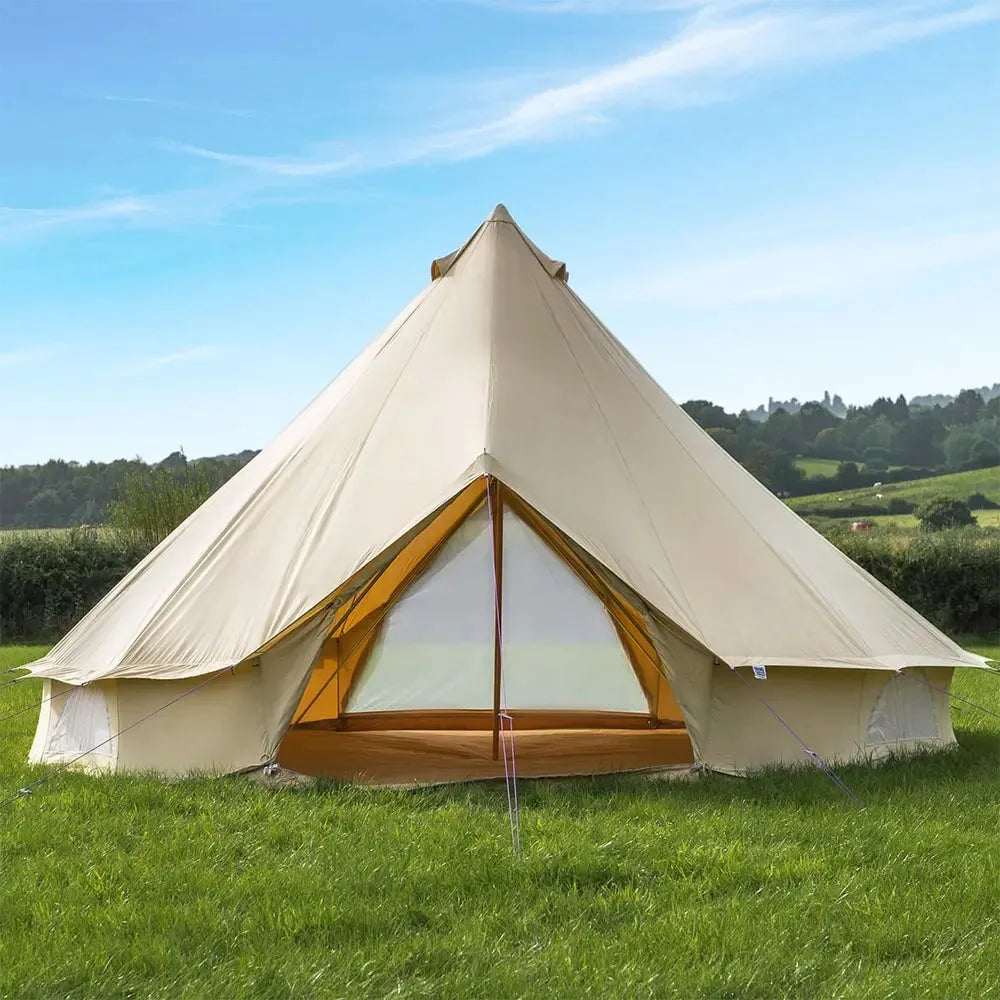 5M Classic Bell Tent 100% Cotton 285GSM Double Door - Coffee - Boutique Camping Tents