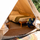 internal view of a 4m bell tent plus tent with two single beds 