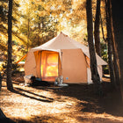 luna bell tent glamping tent with view of the integrated large round mesh windows