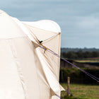 close up of 5m luna bell tent door canopy and poles