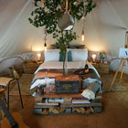 canvas star bell tent interior tipi boutique Camping glamping