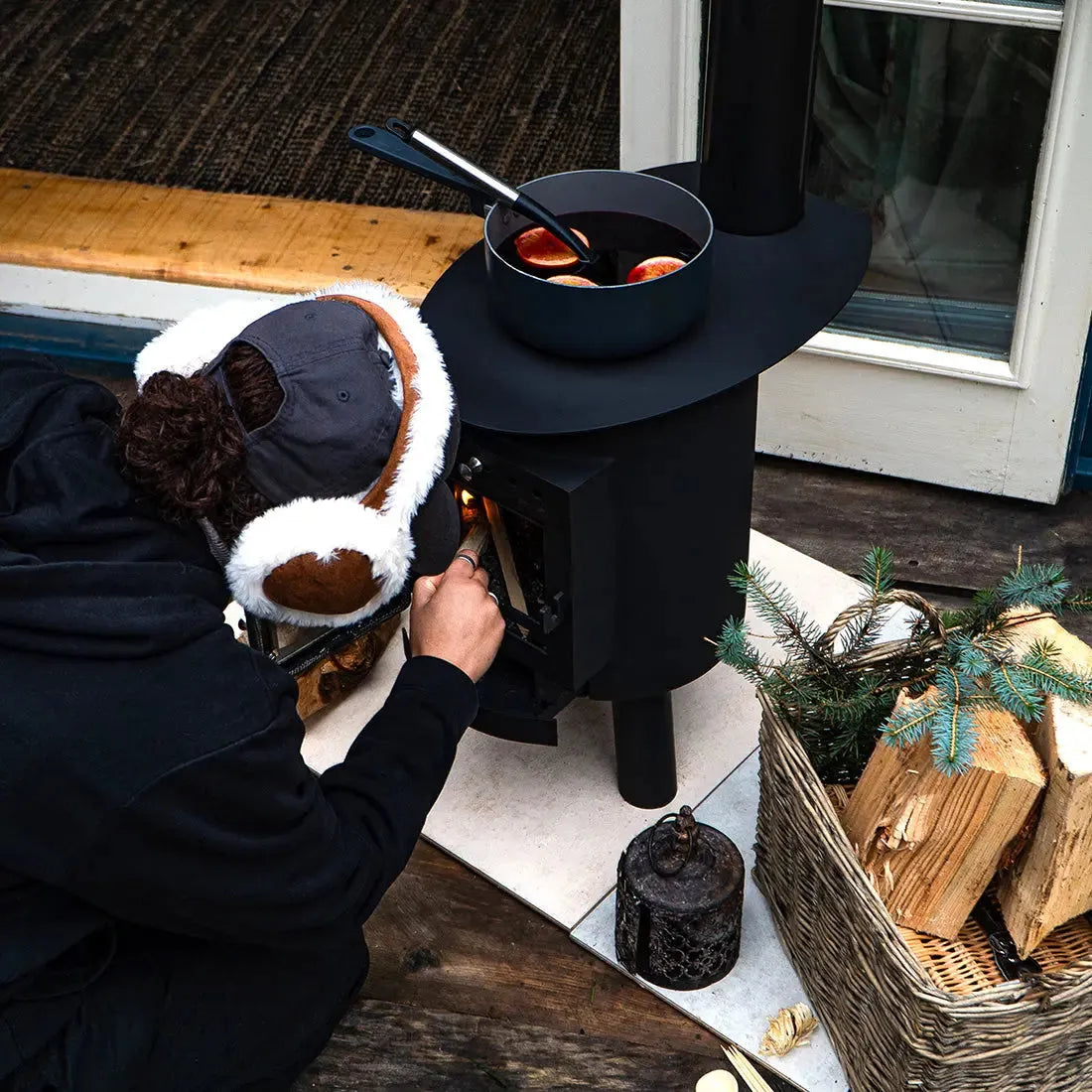 glamping wood burning stove boutique camping cabin shepards outbacker