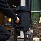 glamping wood burning stove boutique camping cabin shepards outbacker