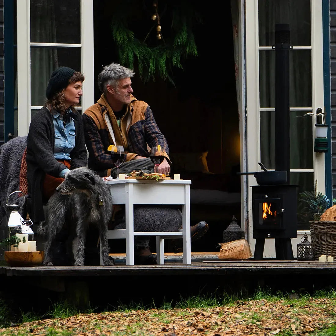 glamping wood burning stove boutique camping cabin shepards outbacker