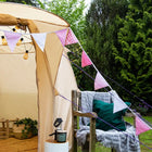 multi colour pink cotton Bunting for bell tent garden party