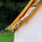 close up of the Bell Tent Pro's roll up door fabric