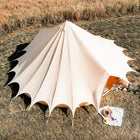 Bell tent plus glamping tent aerial top down view outdoor setup
