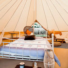 Bell tent plus glamping tent interior lifestyle view with furnishings