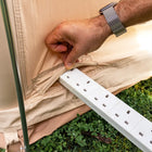 Bell tent plus glamping tent electric hook-up cable flap detail