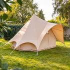 boutique camping star bell tent with canopy from the side